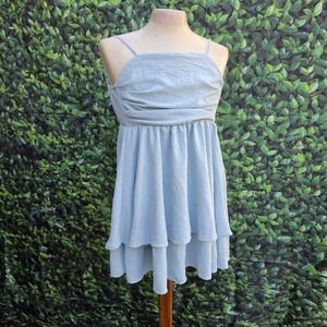 Exarus Girls Light Blue Tiered Dress Size 160 Youth 12 14 Spaghetti Strap